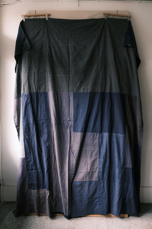 Faded Indigo Dyed Fabric Patchwork Cloth
