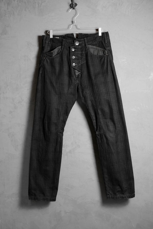 LE CASUAL DE Marithe Francois Girbaud 2000's Plaid Buckle Back Pants French designer brand plaid trousers