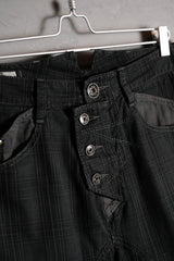 LE CASUAL DE Marithe Francois Girbaud 2000年代のチェック柄バックルバックパンツ フランスのデザイナーブランドのチェック柄パンツ