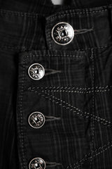 LE CASUAL DE Marithe Francois Girbaud 2000年代のチェック柄バックルバックパンツ フランスのデザイナーブランドのチェック柄パンツ