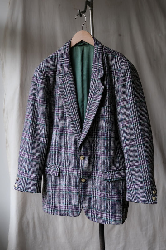 Vintage Houndstooth Wool Tweed Blazer Made in Italy 義大利製 千鳥格羊毛粗花呢西裝外套