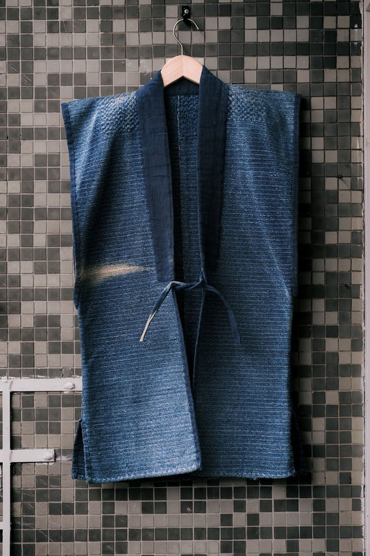 Vintage Japanese Indigo Dyed Noragi Sashiko jacket 古布藍染刺子背心