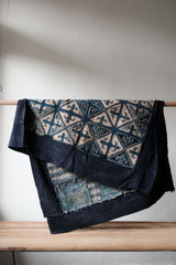 Rare vintage brocade quilt from the Southwest Indio_Blue handmade patchwork