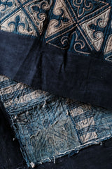 Rare vintage brocade quilt from the Southwest Indio_Blue handmade patchwork