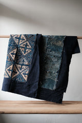 Rare vintage brocade quilt from the Southwest Indio_Blue handmade patchwork