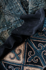 Rare vintage brocade quilt from the Southwest Indio_Blue handmade patchwork