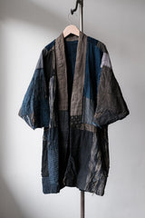 Vintage Indigo Dyed Boro Seal Hanten **襤褸 三角袖 工作服 半纏**