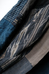 Vintage Indigo Dyed Boro Seal Hanten **襤褸 三角袖 工作服 半纏**