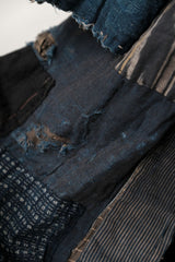 Vintage Indigo Dyed Boro Seal Hanten **襤褸 三角袖 工作服 半纏**