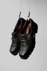 US UTOPIA SHOES チェーンストラップレザーシューズ 真鍮チェーンストラップスクエアトゥレザーシューズ