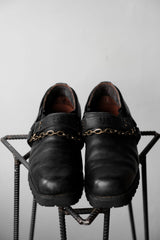 US UTOPIA SHOES チェーンストラップレザーシューズ 真鍮チェーンストラップスクエアトゥレザーシューズ