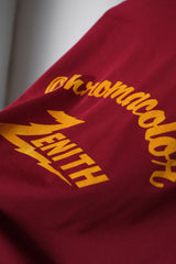 1960年代の「エンジェルタウン」ポリエステル ボウリングシャツ(チェーンステッチ&フロックプリント)フロントにチェーン刺繍、バックにフロックプリントが施された60年代のヴィンテージ ボウリングシャツ