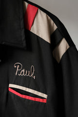 1980's "King Louie" Polyester Bowling Shirt (Chain Stitch & Print) 80s vintage bowling shirt chain embroidery / print