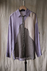 CIVIDINI Stitch Panel Shirt Italian brand linen translucent patchwork shirt made in Italy