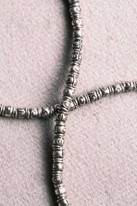 Carved silver beads 999 necklace