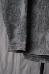 OVKLAB 17A/W Tattoo Print Denim Hooded Pullover Taiwan street brand sketch tattoo print stone washed denim hooded pullover