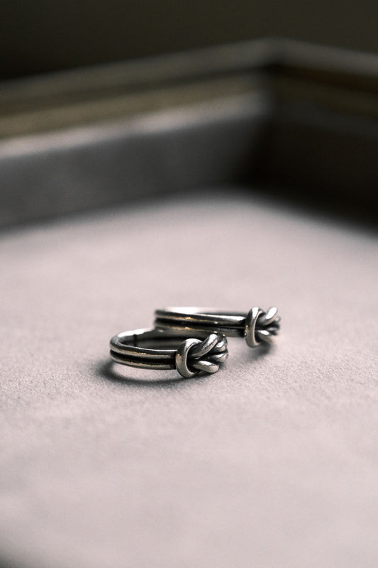 Double knot sterling silver 999 ring