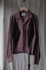 1950's CAMPUS 2-Tone Rayon Gabardine Velvet Shirt Rockabilly 50s vintage velvet patchwork rayon shirt