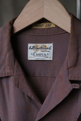 1950's CAMPUS 2-Tone Rayon Gabardine Velvet Shirt Rockabilly 50s vintage velvet patchwork rayon shirt