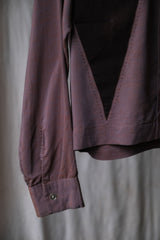 1950's CAMPUS 2-Tone Rayon Gabardine Velvet Shirt Rockabilly 50s vintage velvet patchwork rayon shirt
