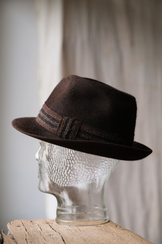 1960年代 ボルサリーノ アレッサンドリア フェドーラ ハット イタリア製 イタリアの100年以上の歴史を持つ帽子ブランド 編み込み装飾 ウサギの毛皮 紳士用帽子