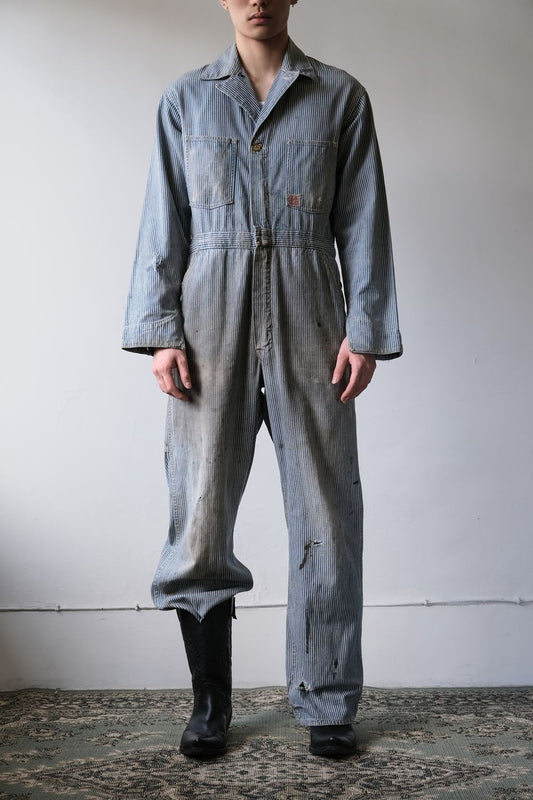 1940’s Vintage “Headlight” Striped Work Coveralls