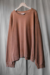 ANCELLM EMBROIDERY UNEVEN OVER SWEAT SHIRT (TERRACOTTA) Japanese designer brand dyed old sweatshirt made in Japan