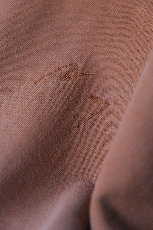 ANCELLM EMBROIDERY UNEVEN OVER SWEAT SHIRT (TERRACOTTA)日本設計師品牌 染色作舊衛衣 日本製