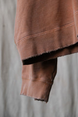 ANCELLM EMBROIDERY UNEVEN OVER SWEAT SHIRT (TERRACOTTA) Japanese designer brand dyed old sweatshirt made in Japan