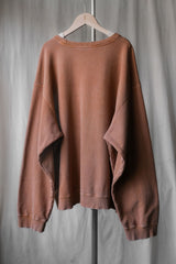 ANCELLM EMBROIDERY UNEVEN OVER SWEAT SHIRT (TERRACOTTA) Japanese designer brand dyed old sweatshirt made in Japan