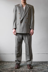 ランカス紳士スーツセット ベージュグレーの細番手のダブルブレストスーツ