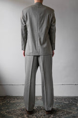 ランカス紳士スーツセット ベージュグレーの細番手のダブルブレストスーツ