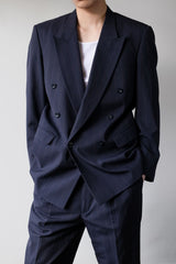 GOLD TRUMPETER Suit Set Dark blue striped double-breasted suit