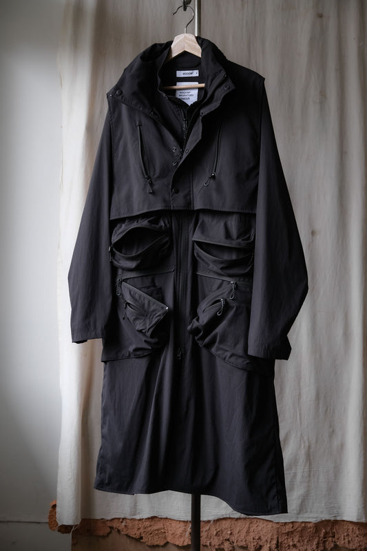 WISDOM 19A/W Detachable Trench Coat Taiwan functional designer brand detachable vest coat dark blue