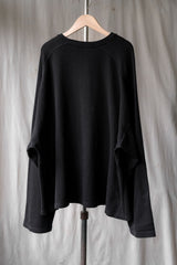 ANCELLM THERMAL LS T-SHIRT (BLACK) 日本のデザイナーブランド ゆったり暖かい長袖Tシャツ
