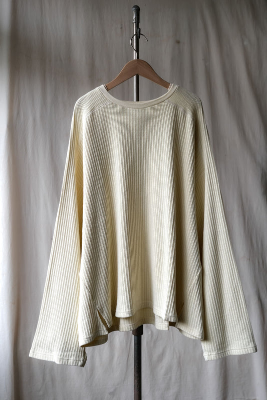 ANCELLM OVER RIB L/S T-SHIRT 日本のデザイナーブランド リブ編み 長袖Tシャツ ベージュ