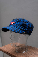 OVERKILL inc. x N.S.B.Q. MC仁 "Red Star" Houndstooth Military Cap 聯名系列 紅星千鳥格紋謝米格平頂軍帽