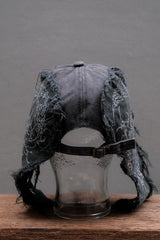 Custom Hand-Painted Spiked Distressed Aviator Flap Cap手繪荊棘尖釘飛行帽