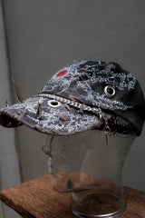 Custom Hand-Painted Spiked Metal Chain Distressed Baseball Cap荊棘鐵鍊長尖釘破壞老帽