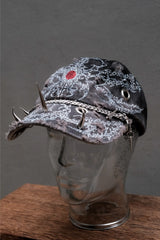 Custom Hand-Painted Spiked Metal Chain Distressed Baseball Cap荊棘鐵鍊長尖釘破壞老帽