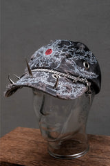 Custom Hand-Painted Spiked Metal Chain Distressed Baseball Cap荊棘鐵鍊長尖釘破壞老帽