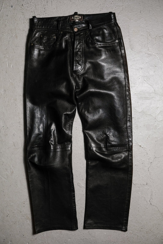 French Vintage Rebelle Genuine Leather Pants French Vintage Dark Brown Leather Pants