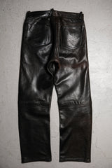 French Vintage Rebelle Genuine Leather Pants 法國古著 深棕色牛皮真皮褲