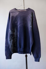 Faded Print Vintage Sweatshirt - Angel & Acanthus 伴Ban再製 褪色印花古著衛衣 - 古希臘天使花卉雕刻