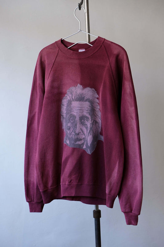 Faded Print Vintage Sweatshirt - Einstein  伴Ban再製 褪色印花古著衛衣 - 愛因斯坦