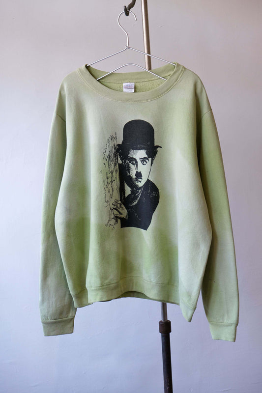 Faded Print Vintage Sweatshirt - Chaplin  伴Ban再製 褪色印花古著衛衣 - 卓別林