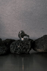 Vintage Dutch Claw-Set Rutilated Quartz Wide 835 silver Band Ring 荷蘭古董 爪鑲金髮晶 835寬版銀戒