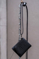 Yorozu - Kirihana 3 Fold Neck Wallet 日本小眾設計品牌 荔枝皮革三折吊掛錢包 日本製