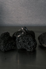 Vintage European Stamped Silver Ring with Blue Iridescent Stone 歐洲古董 印紋銀戒|藍色變彩石