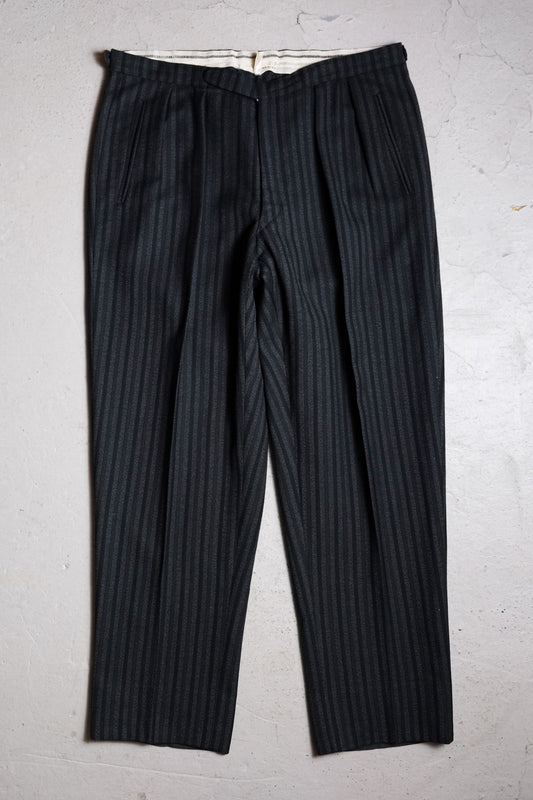 French 1940/50’s Vintage Striped Wool Tweed Pants 法國古著 羊毛呢直紋紳裝褲